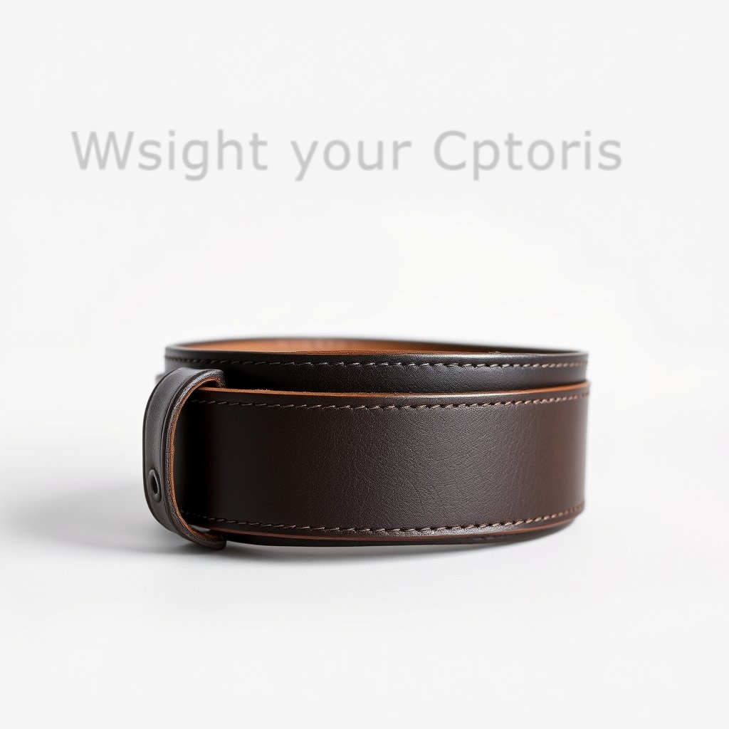 A picture of a leather weightlifting belt with a representation of customization options.