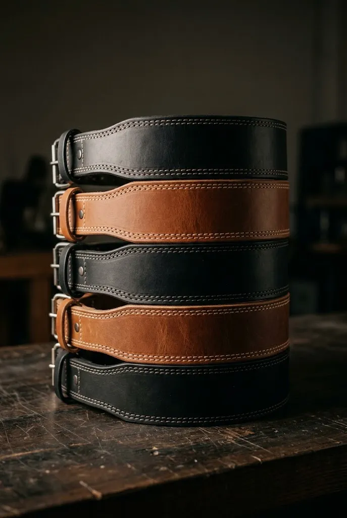 Finished leather lifting belts